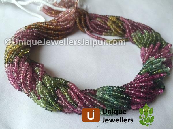 Multi Tourmaline Faceted Roundelle Beads